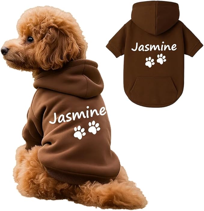 Personalized Dog Hoodie with Printed Name, Custom Puppy Sweater, Warm Winter Outfit for Dogs, Unique Birthday Gift, Memorial Sweatshirt for Dog Lovers
