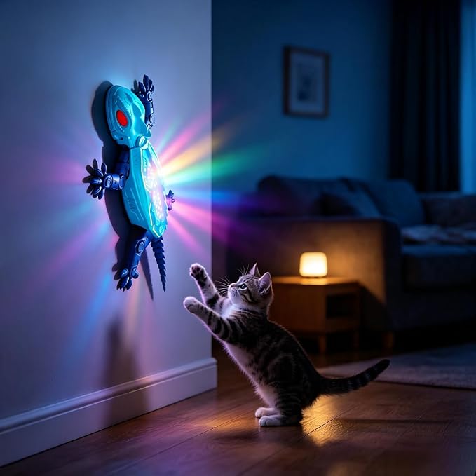 Remote Control Lizard Cat Toy,Remote Control Rechargeable Wall Climbing Gecko Toy, Wall Crawling Lizard Interactive Pet Play Accessory, Fun Prank Entertainment Toy for Cats and Dogs(Green)