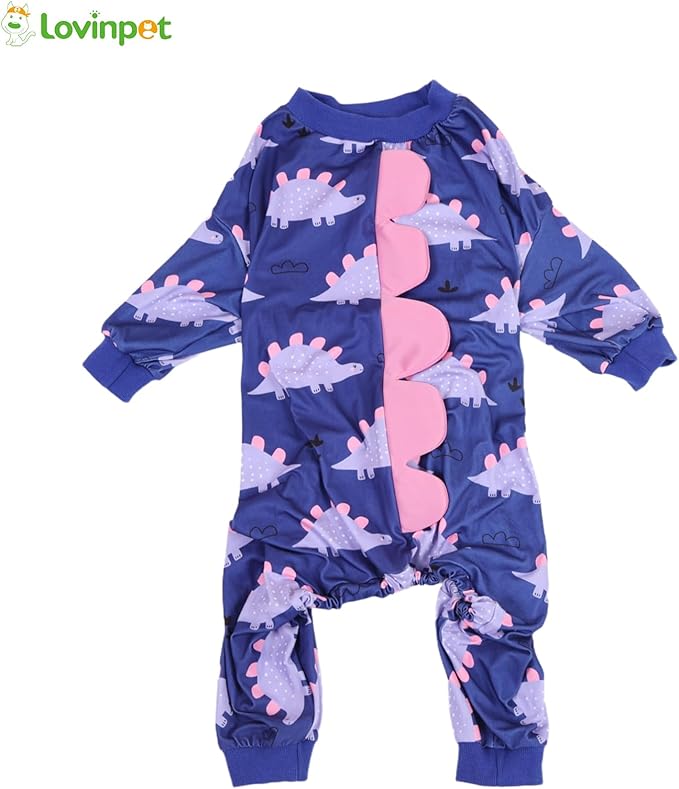 LovinPet Large Dog Pajamas, Four-Leg Stretch Onesie Bodysuit, Lightweight UV-Shielding Pajamas, Anti-Lick Calming Recovery Suit for Surgery, Pull-On for Medium and Large Breeds,Black Pink,XL