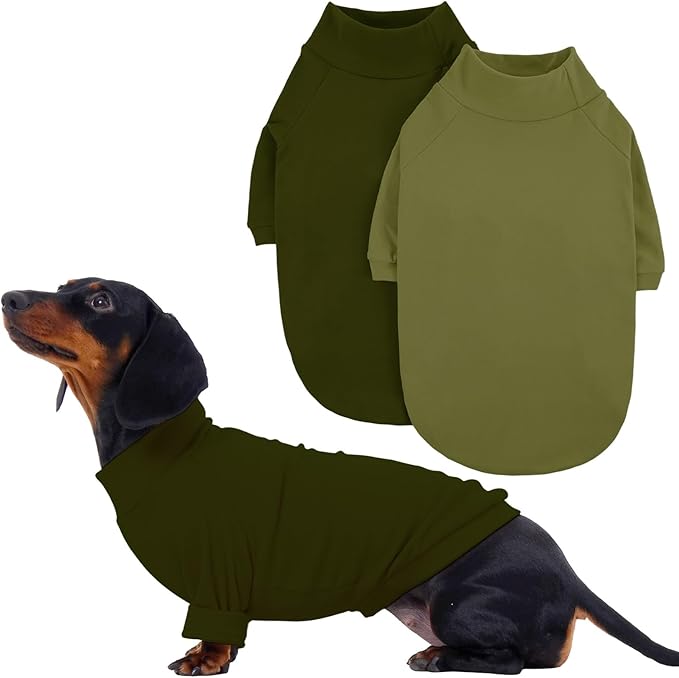 IECOii 2 Pack Dog Fleece Sweater for Small Dogs, Warm Dog Turtleneck with Stretch for French Bulldog, Cozy Fall Winter Pullover Dogs Sweatshirt with Sleeve, Indoor & Outdoor Sweaters for Walking, L
