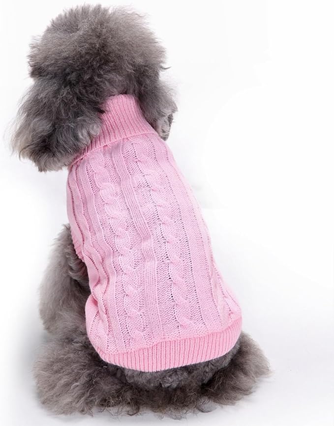 CHBORCHICEN Small Dog Sweaters Knitted Pet Cat Warm Dog Sweatshirt Winter Clothes Kitten Puppy Sweater (XX-Small, Pink)