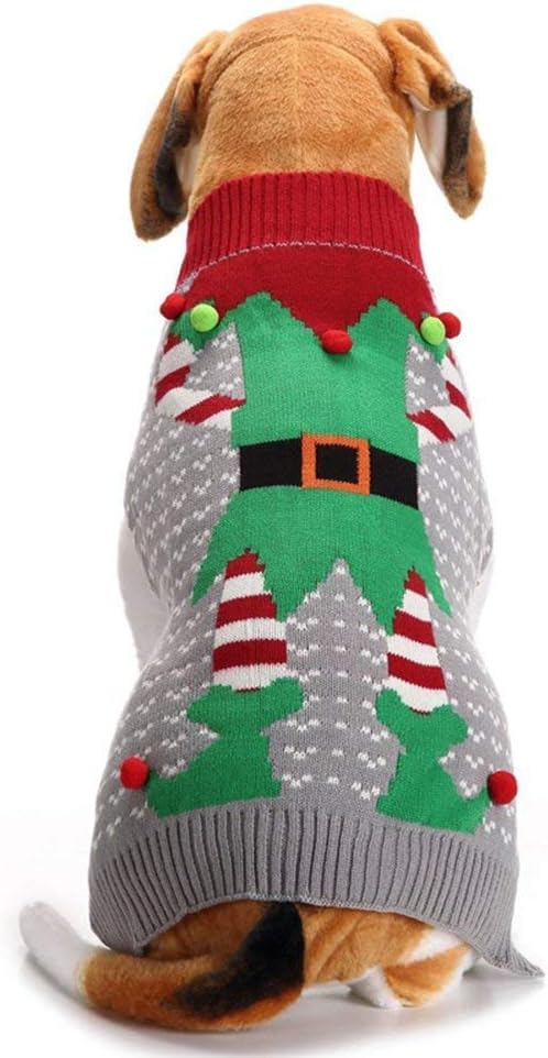 NACOCO Christmas Dog Sweater Ugly Elf Pet Jumper Clown Holiday and Party for Dog and Cat (Clown,XXS)