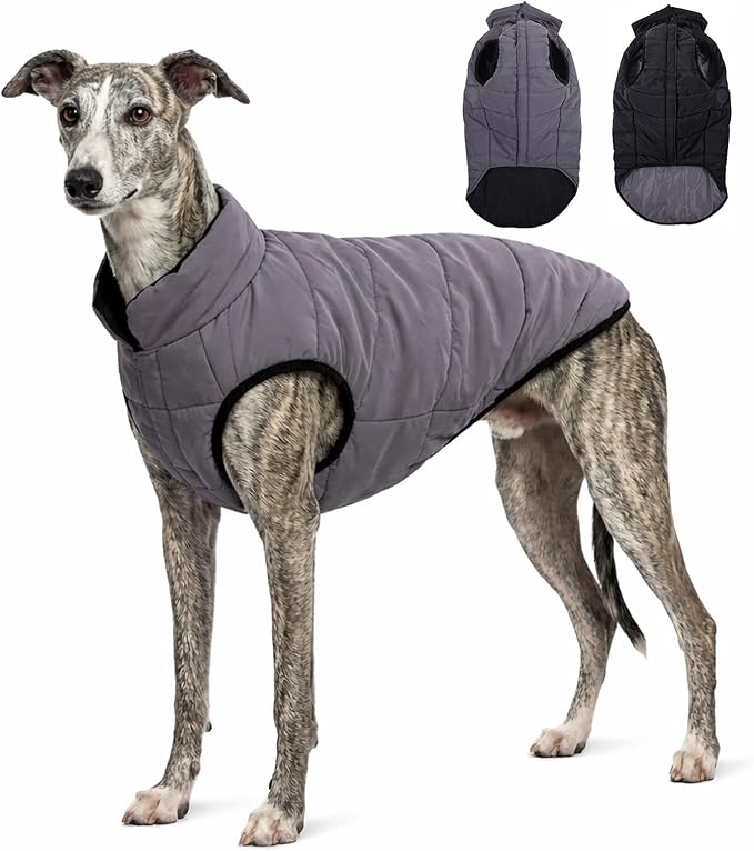 PetWarm Reversible Dog Cold Weather Coats, Waterproof Dog Puffer Vest, Vest for Dogs with Hook-and-Loop Strap, Windproof Outdoor Coat for Winter Walks and Snowy Days, Grey, XL