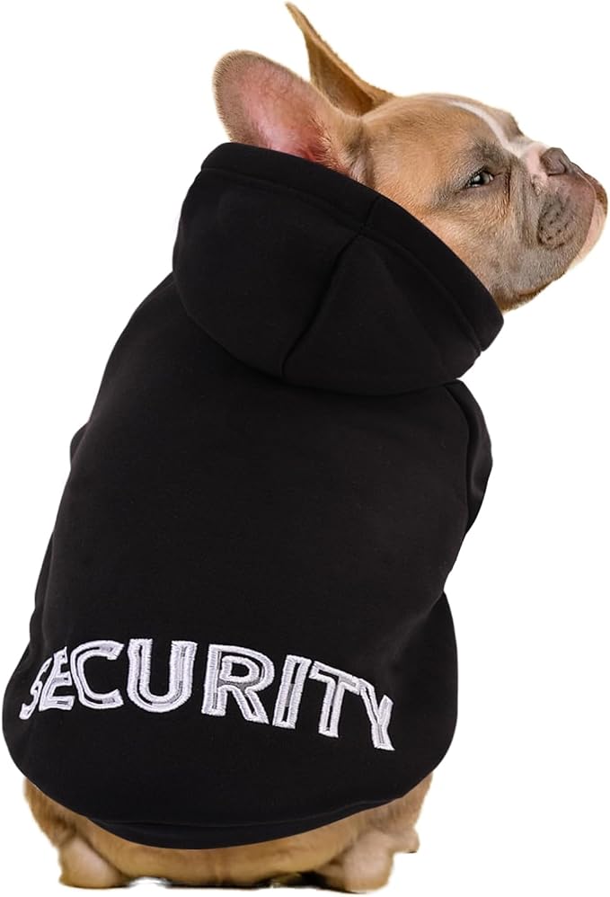 SAWMONG Dog Hoodie,Flannel Pet Hooded Sweater with Hat Puppy Pullover Sweater Shirt,Dog (Security Black,2XL)