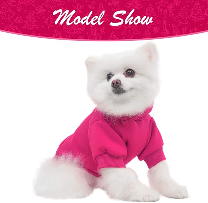 KOOLTAIL Basic Dog Hoodie - Soft & Warm Dog Hoodie Sweater with Leash Hole and Pocket, Dog Winter Coat, Cold Weather Clothes Sweatshirt for Small Medium Large Dogs Puppy Cat Boys Girls Deep Pink XS