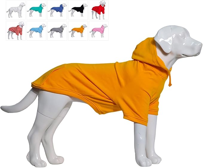 Lovelonglong Blank Basic Hoodie Sweatshirt for Dogs 100% Cotton Fits Small Medium Dachshund Large Dog Orange D-M