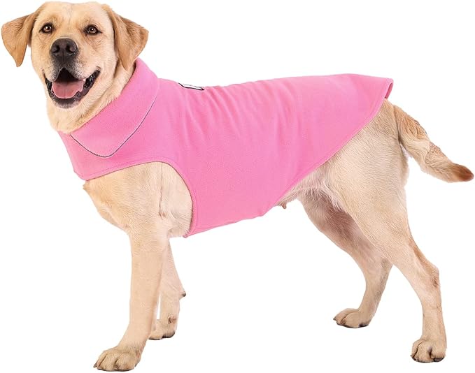 Fleece Dog Coat Winter Pet Jacket Reflective for Cold Weather for Large Medium Small Dogs(Pink,XS)