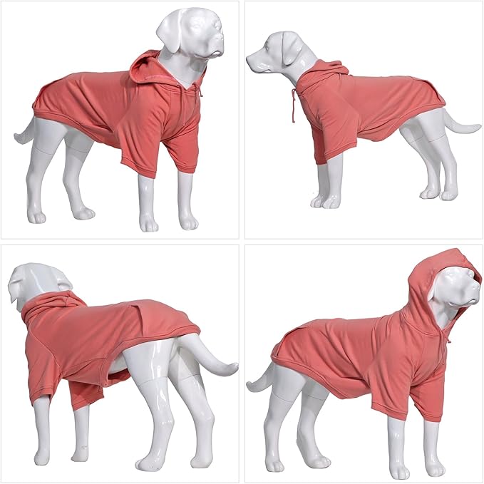 Lovelonglong Blank Basic Hoodie Sweatshirt for Dogs 100% Cotton Fits Small Medium Dachshund Large Dog Lotus-Pink L