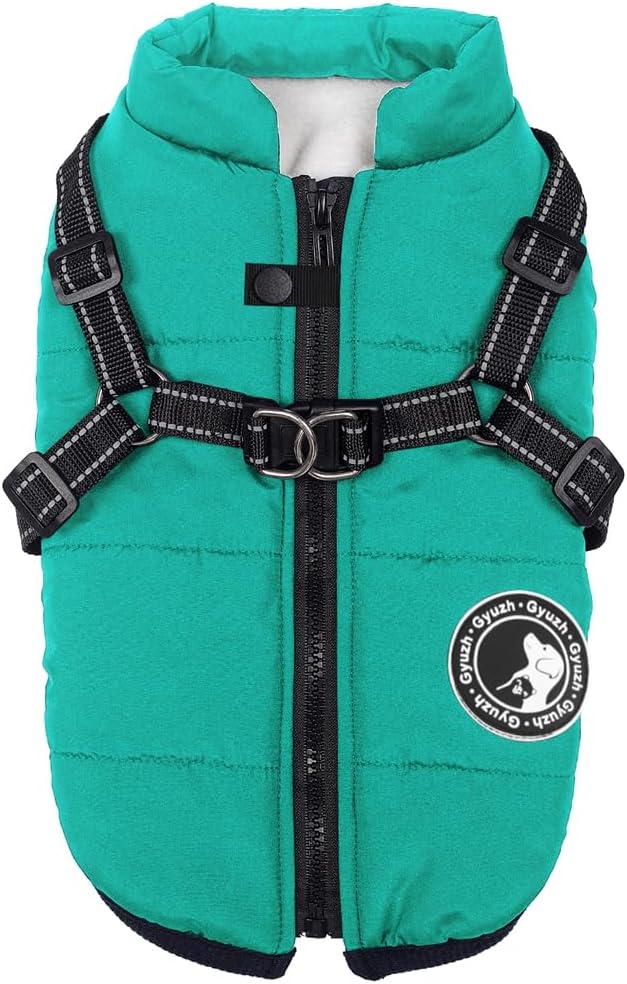 Gyuzh Dog Coat with Harness Puppy Coats Small Dog Harness Jacket Winter Waterproof Jackets for Smal Medium Large Dogs
