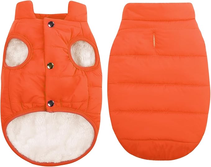 ASENKU Dog Winter Coat - Waterproof Windproof Dog Jacket, Warm Snowproof Doggie Puffer Vest for Cold Weather, Lightweight Snow Coats for Small Medium Large Dogs(Orange, XS)