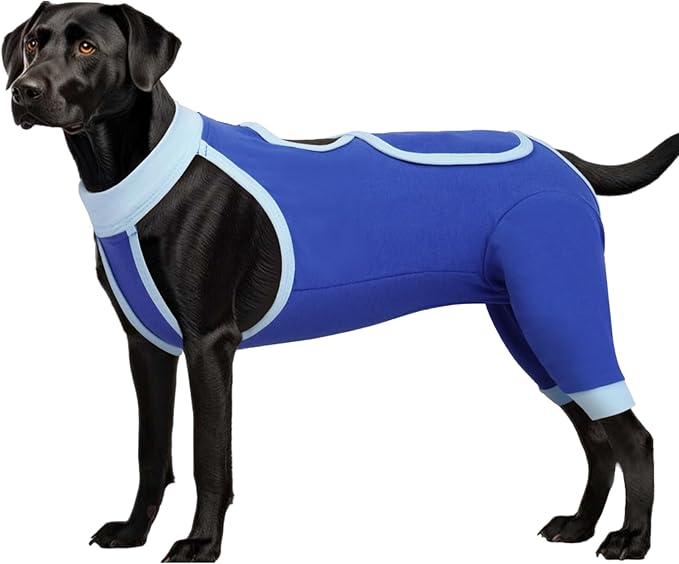 ROZKITCH Dog Surgery Leg Sleeve Rear Legs, Male Female Pet Prevent Licking Wound Elbow Knee Protector, Dog Recovery Suit Cone Collar Alternative Pants Shirt for Wound Heal Wrap Blue XL