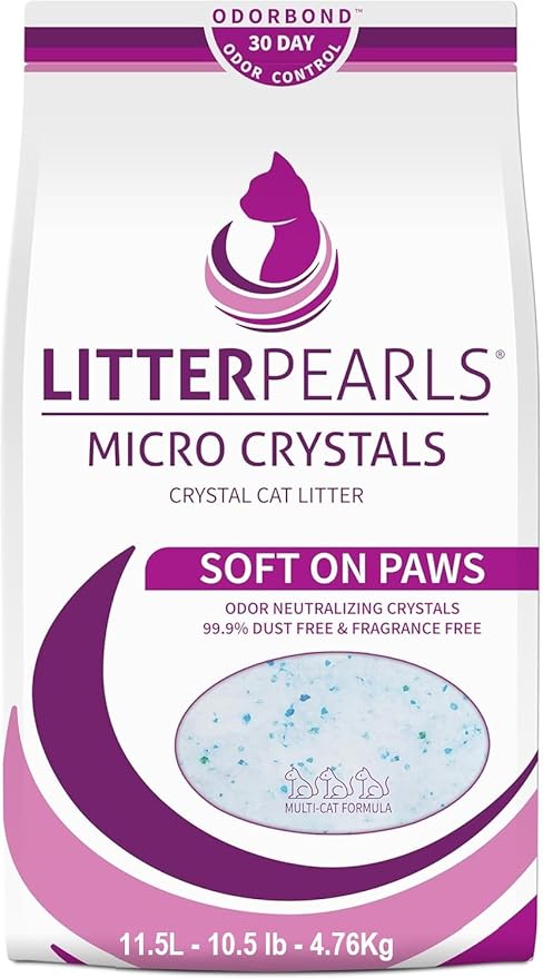 Litter Pearls Micro Crystals Unscented Non-Clumping Crystal Cat Litter with Odorbond, 10.5 Pounds