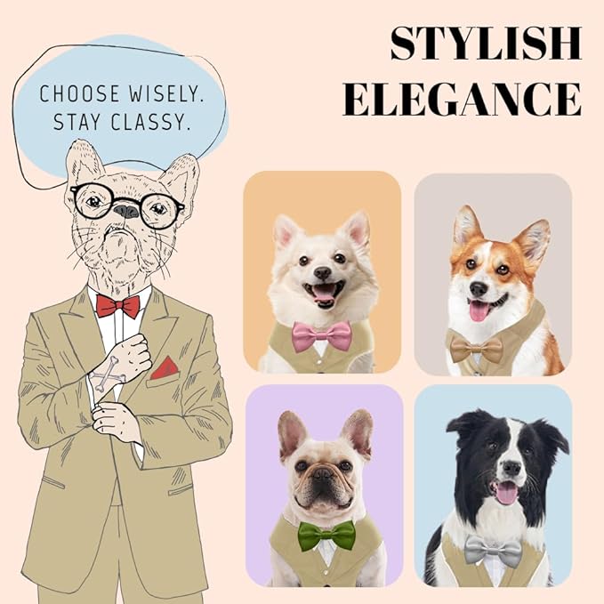 AVERYDAY Dog Tuxedo for Wedding Outfit, Dog Suit and Tie Costumes for Birthday, Halloween, Cosplay, Christmas Party, Pet Formal Wear with Bowtie, Tux for Medium Large Dogs, Bulldog, Labrador, Husky