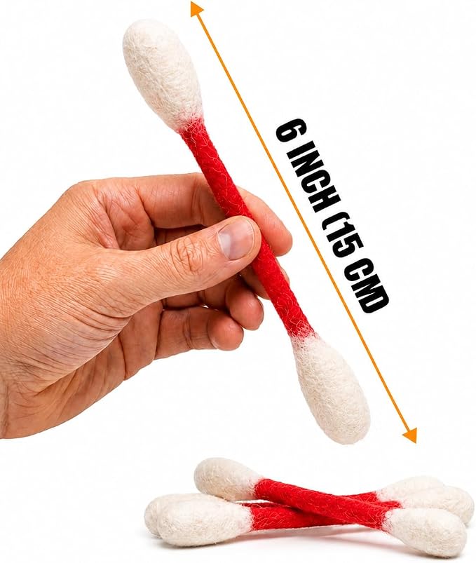 Glaciart One Swabs Cat Toys with Catnip - 12 Pk | Durable for Chew, Cute Cat Toys Interactive Kitty for Boredom, Exercise, & Play | Filled w/Organic Catnip for Anxiety & as Digestive Aid | Gift Idea