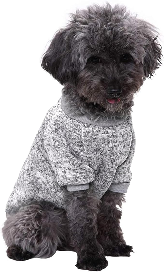 Jecikelon Dog Clothes Dogs Sweater Soft Puppies Clothing Winter Puppy Sweaters Warm Outfit for Dogs Small XXS XS Cat Apparel (Small, Grey)