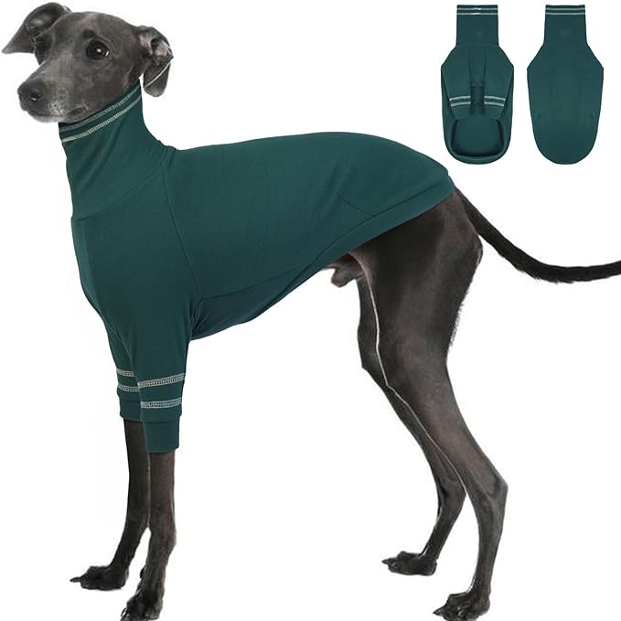 Greyhound Dog Sweater, Italian Greyhound Coat for Medium Dogs, Whippet Pullover Turtleneck Stretchy Knit Sweatshirt, Greyhound Thermal Clothes Pajamas Sighthounds Jumpsuit for Cold Weather M