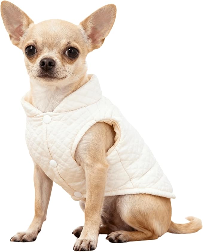 Soft Warm Small Dog Coats Lightweight Pet Dog Winter Jackets for Small Medium Dogs Puppy Cold Weather Coat Pet Clothes, Beige, Large