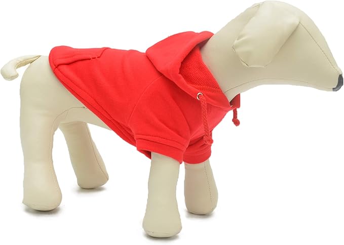Lovelonglong Blank Basic Hoodie Sweatshirt for Dogs 100% Cotton Fits Small Medium Dachshund Large Dog Red S