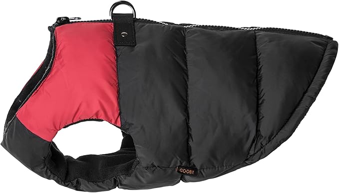 Gooby Padded Vest Dog Jacket - Red, X-Large - Warm Zip Up Vest Fleece Jacket with Dual D Ring Leash Water Resistant for Small to Medium Dogs