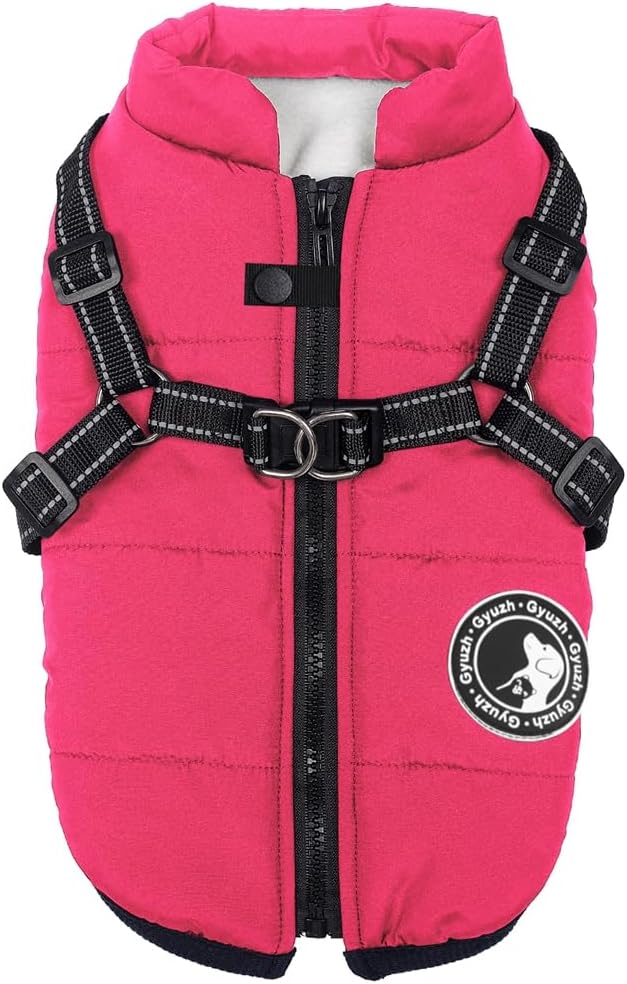 Gyuzh Dog Coat with Harness Puppy Coats Small Dog Harness Jacket Winter Waterproof Jackets for Smal Medium Large Dogs