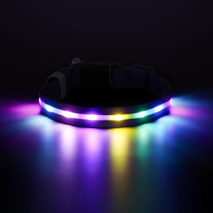 RUXAN Light Up Dog Collar,Dog Lights for Night Walking,LED Collars Waterproof,Glow Dog Collars Rechargeable,Glow in The Dark Dog Collar,Dog Collars Light for Small,Medium,Large Dogs (Medium,Purple)