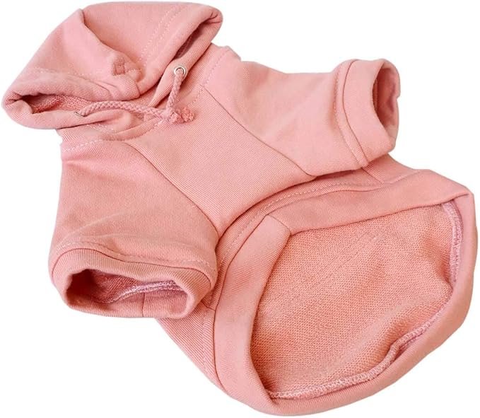 Lovelonglong Blank Basic Hoodie Sweatshirt for Dogs 100% Cotton Fits Small Medium Dachshund Large Dog Lotus-Pink D-S
