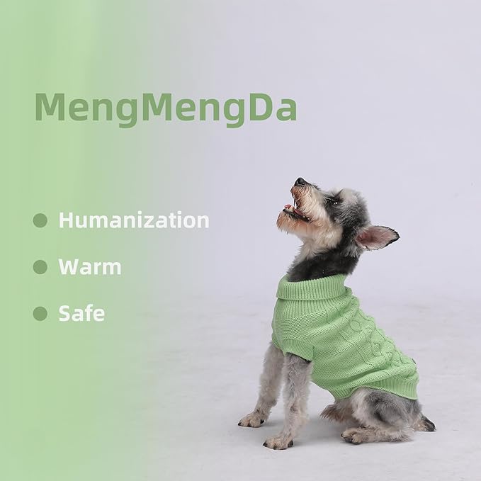 Dog Pullover Sweater, Cold Weather Cable Knitwear, Warm Clothes for Chihuahua, Bulldog, Dachshund, Pug, Yorkie,Dog Outfits for Small Dogs Medium Dogs (Green XS)…