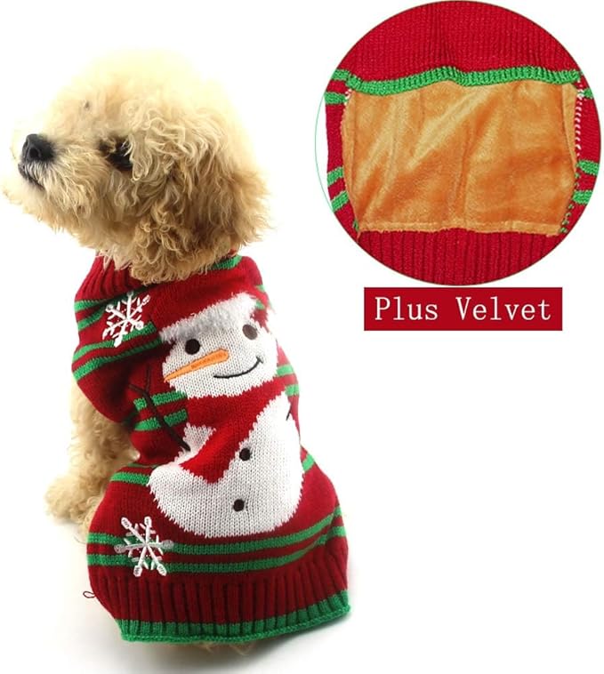 NACOCO Dog Snow Sweaters - Thick Snowman Sweaters for Small Dogs & Cats (Xmas, New Year, Christmas) - XL