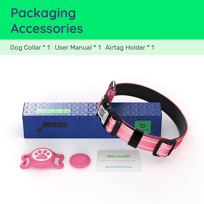 Premium Airtag Dog Collar，with IP68 Waterproof AirTag Holder,Red,L | Soft,Breathable,Nylon Padded,Reflective,Ultra-Durable Buckle,Adjustable,Comfortable for Small Medium Large Dogs