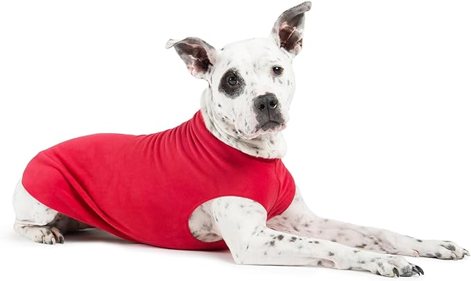 Goldpaw Stretchy Fleece Jacket for Small Dogs - Super Soft, Warm Dog Sweater - Pet Sweater Vest for Fall and Winter - Canine Clothes Made in The USA - Machine Washable - Red - Size 26