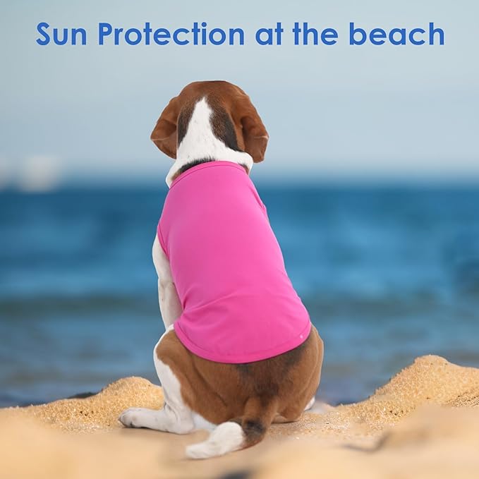 3 Pack Pink Striped Dog T Shirt for Small Dogs,Medium Sleeveless Dachshund Tee for Rainy Weather,Keep Body Heat After Runing,Lightweight Shirt Grass Protection Skin(Pink,M)