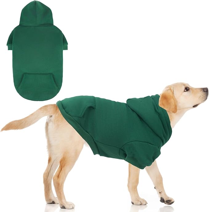 KOOLTAIL Basic Dog Hoodie - Soft & Warm Pet Hoodie Sweater with Leash Hole and Pocket, Dog Winter Coat, Cold Weather Clothes Sweatshirt for Small Medium Large Dogs Puppy Cat Boys Girls Deep Green XL