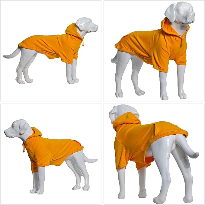 Lovelonglong Blank Basic Hoodie Sweatshirt for Dogs 100% Cotton Fits Small Medium Dachshund Large Dog Orange XXL