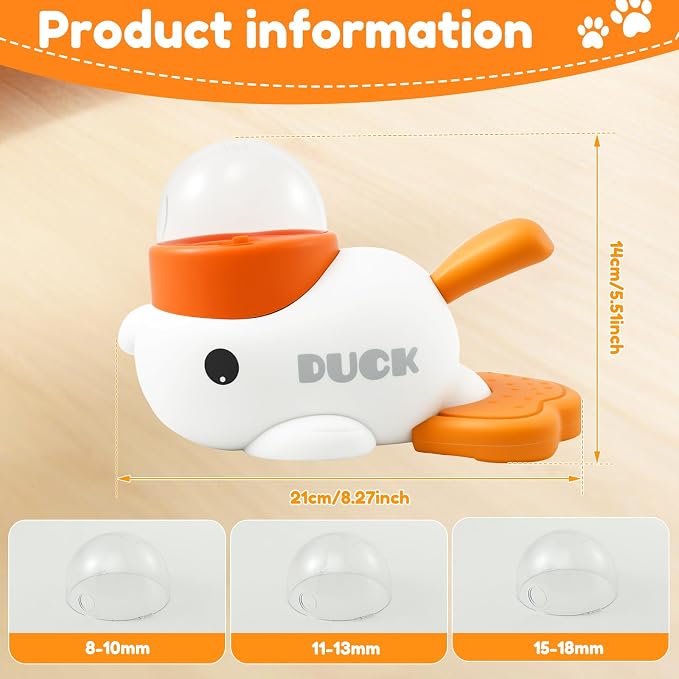 2-in-1 Dog Interactive Slow Feeder & Food Puzzle Toy, Automatic Dog Feeder Toy for Mental Stimulation & Healthy Eating, Stable Duck-Shaped Treat Dispenser for Healthy Eating & IQ Training