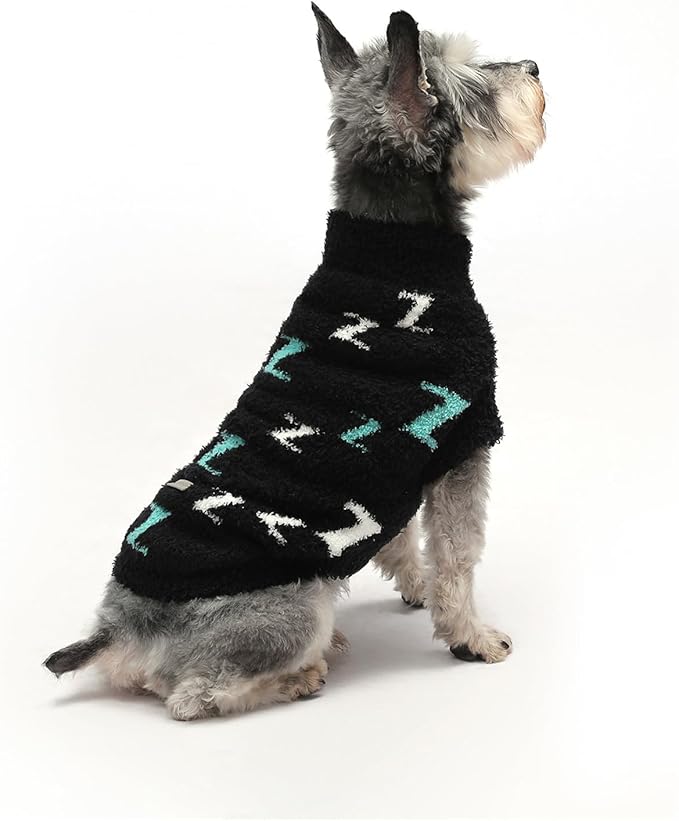 Dog Sweaters Dog Pullover Sweater Cold Weather Cable Knitwear Thick Warm Outfits for Medium Dogs Cat Sweaters (L-Black)