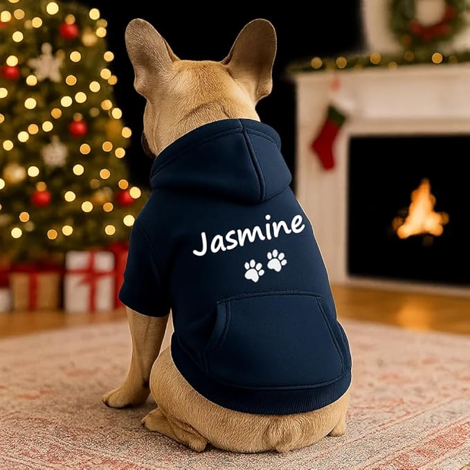 Personalized Dog Hoodie with Printed Name, Custom Puppy Sweater, Warm Winter Outfit for Dogs, Unique Birthday Gift, Memorial Sweatshirt for Dog Lovers