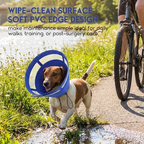 ASENKU Dog Cone Collar, Protective Recovery Dog Collar After Surgery, Comfy Adjustable Cone for Dogs to Stop Licking, Pet E-Collar for Small, Medium & Large Dogs(Blue, S)