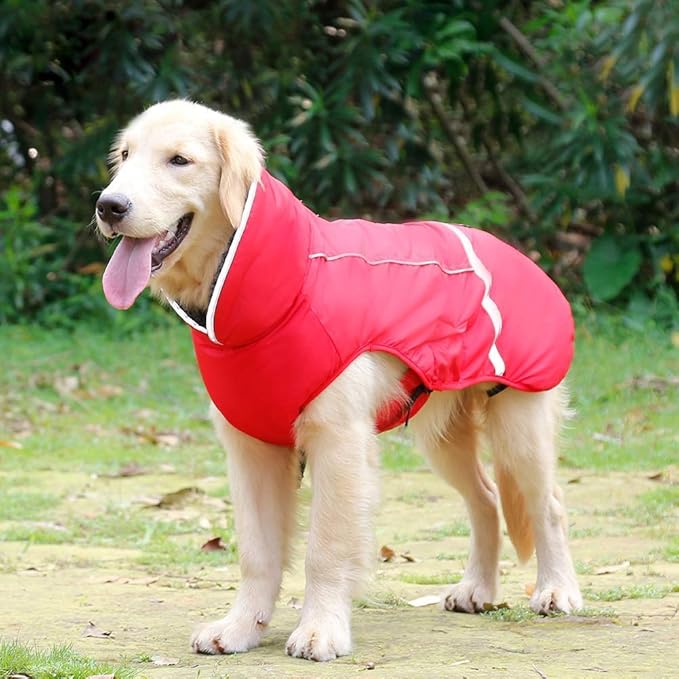 QBLEEV Warm Dog Coat - Reflective Jacket, Waterproof Winter Coat Turtleneck for Cold Weather, Thick Fleece Snowsuit Christmas Vest for Small, Medium, Large Dogs