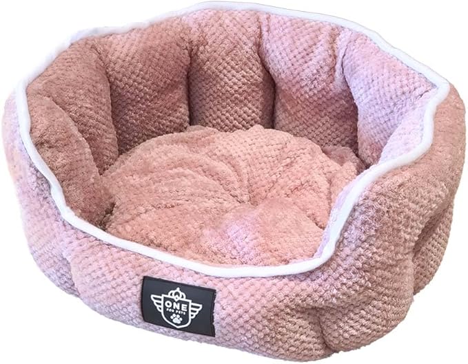 One for Pets Snuggle Pet Bed,Dog Bed, Cat Bed, Removable Washable Octagon Cuddle Bed,Anti Anxiety (Pink, Small (18 inch))