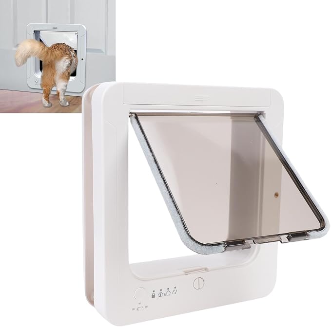 Yoidesu Smart Cat Door with 2 Collar Sensor, Automatic Sensing Collar Activated Smart Pet Door, Two Way Access, Easy Installation