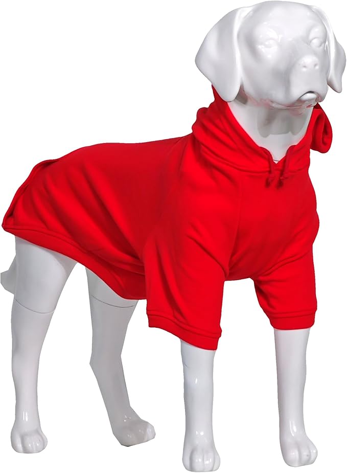 Lovelonglong Blank Basic Hoodie Sweatshirt for Dogs 100% Cotton Fits Small Medium Dachshund Large Dog Red XS