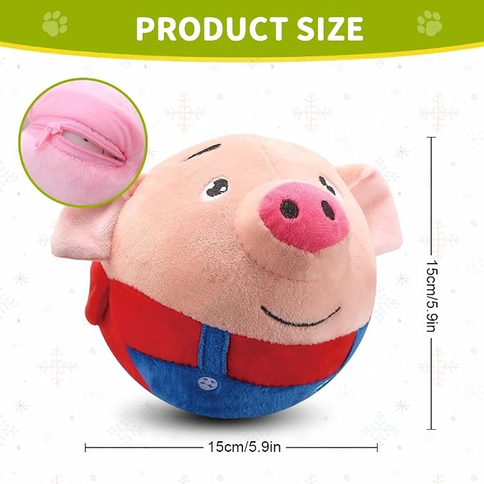 Interactive Dog Toys,2024 New Active Moving Pet Plush Toy,Squeaky Moving Dog Ball Toy,Rechargeable Puppy Toys to Keep Them Busy,Washable Pig Plush Toys(Rabbit)