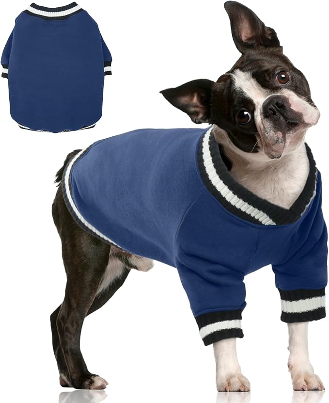 FUAMEY Dog Pullover Sweatshirt，Dog Winter Sweaters Warm Dog Clothes Dog Vest Thick Puppy Pullover Soft Pet Fleece Sweater Cute Doggie Boy Girl Outfit for Small Medium Dogs Blue L