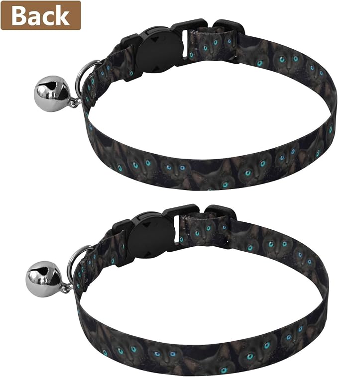 Black Cat Eyes Black Easy to Wear Kitten Collars 2 Pack Collar for Cats