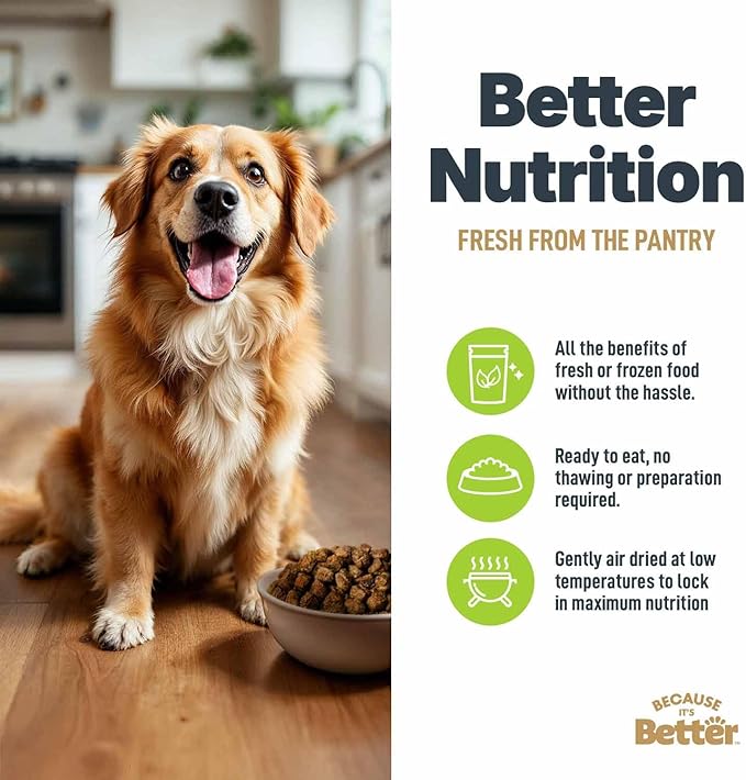 Because It's Better Slow Baked and Air Dried Dog Food, Real Chicken and Veggies, 3lb Bag, Complete and Balanced Dry Dog Food, for All Life Stages
