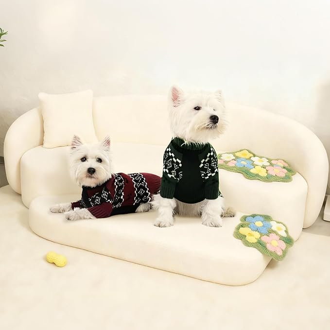 ROZKITCH Large Dog Sweaters for Female Male Dogs, Thick Knit Dog Sweaters for Winter Fall Spring, Breathable Fleece Coat Fair Isle Pattern for Large Dogs Beagle Weimaraner Green XL