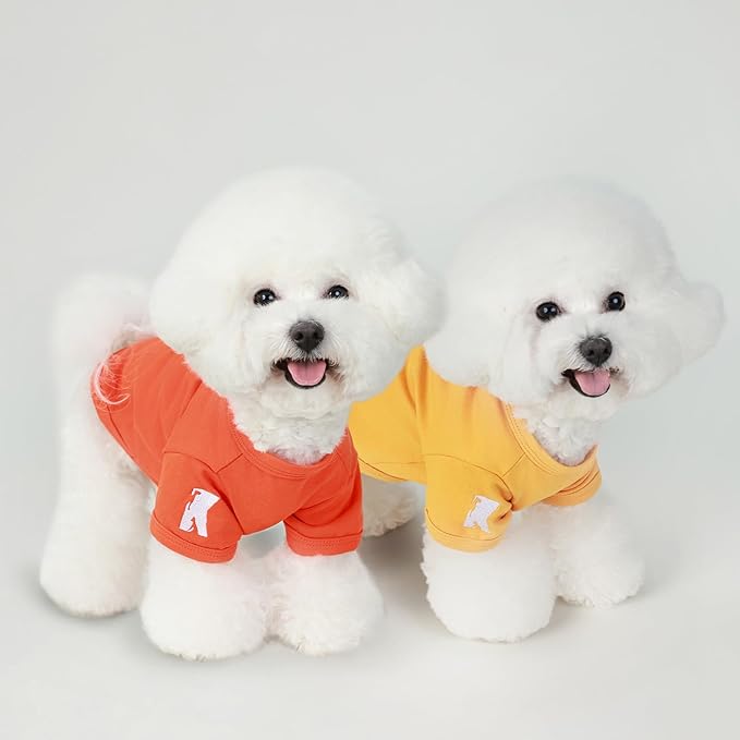 Koneseve Dog Shirts Breathable Cotton Dog Clothes Stretchy T-Shirt for Small Medium Large Dogs Cat Shirt Soft Puppy Outfit Kitten Apparel Pet Pullover Tee Blank Sweatshirt 2-Pack Yellow & Orange 3XL