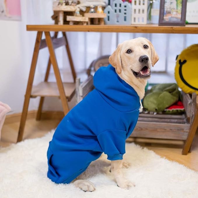 KOOLTAIL Basic Dog Hoodie - Soft and Warm Dog Hoodie Sweater with Leash Hole and Pocket, Dog Winter Coat, Cold Weather Clothes Sweatshirt for Small Medium Large Dogs Puppy Cat Boys Girls Blue XL