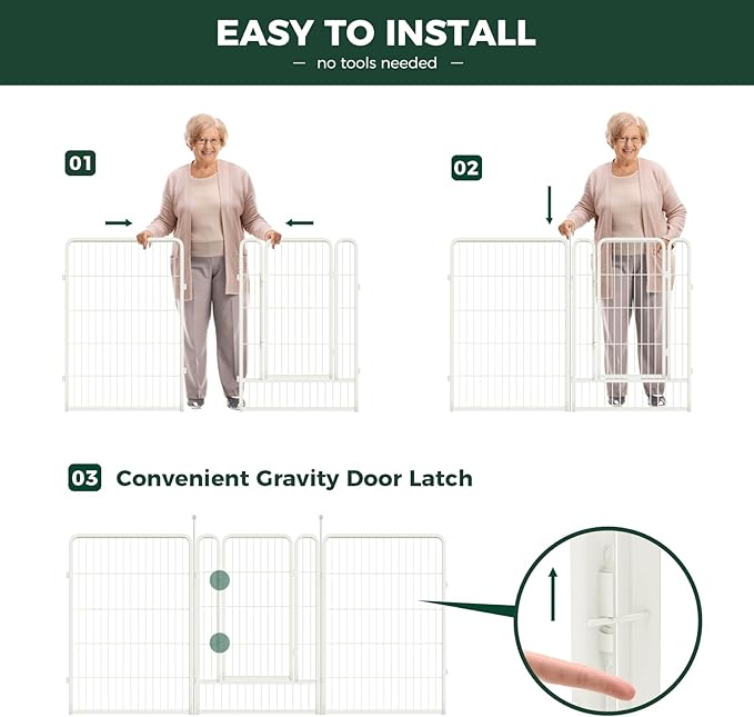 FXW Rollick Unleashed Dog Playpen for Indoor, Yard, RV Camping, 40 inch 16 Panels for Medium and Large Dogs, White│Patented