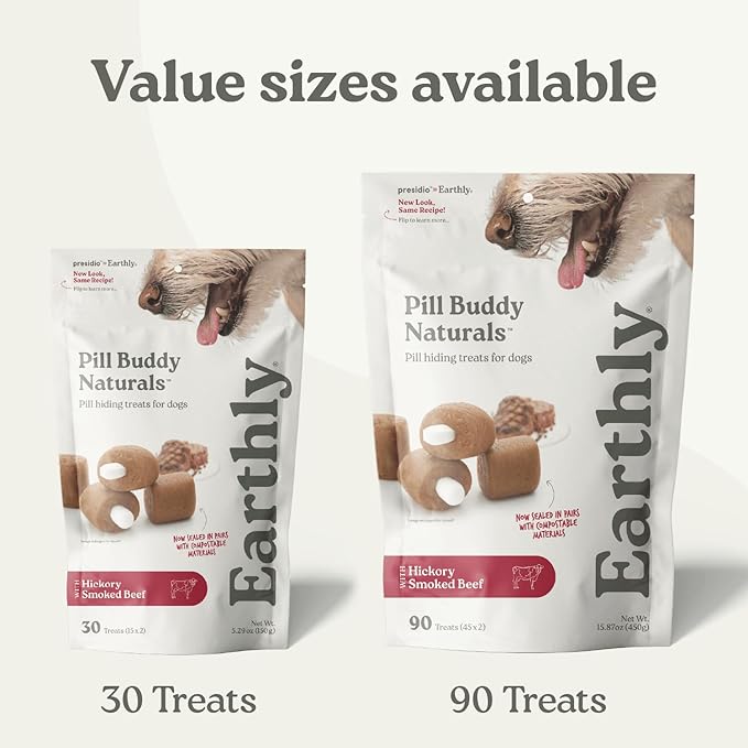 Earthly Pill Buddy Naturals - Duck (Chicken-Free) Pill Hiding Treats for Dogs - Pill Pocket for Any Size Medication - 30 Servings